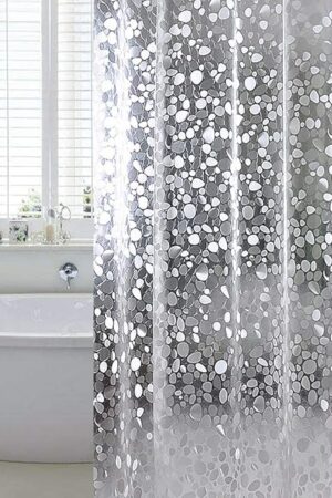 WELTRXE EVA Shower Curtain Water Repellent,No Chemical Smell Liner,No Odor, Chlorine Free Liner,Heavy Duty for Stall, Bathtubs 72 x 72,12 Hooks