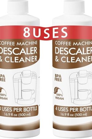 8 Uses Descaling Solution Compatible with Keurig, Nespresso, Breville, Delonghi, Jura, Ninja - 33.8oz Coffee Machine Descaler, Espresso Coffee Maker Cleaner, Coffee Pot Limescale Remover
