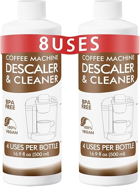 8 Uses Descaling Solution Compatible with Keurig, Nespresso, Breville, Delonghi, Jura, Ninja - 33.8oz Coffee Machine Descaler, Espresso Coffee Maker Cleaner, Coffee Pot Limescale Remover