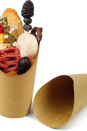 CAMKYDE 50 Pcs French Fries Holder, 12oz Disposable Paper French Fry Cups Charcuterie Cups for all Occasions (12oz)