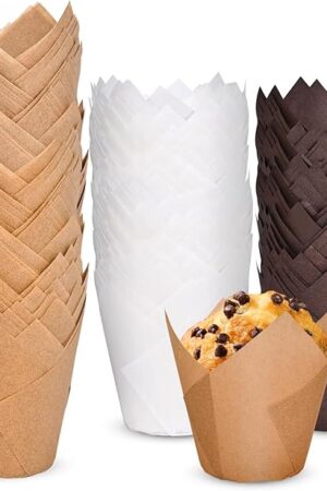 120 Counts Tulip Cupcake Liners for Baking Cups, Food Grade Parchment Paper Muffin Liners Holders, Standard Tulip Cupcake Liners, Greaseproof Cupcake Wrappers for Party, Christmas by Neyimqr (MIX)