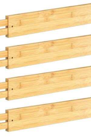 Bamboo Drawer Divider 17"-22" Drawer Dividers Organizers for Kitchen Clothes Dressers Home Office