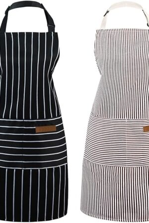 2 Pack Apron - Unisex, Adjustable Bib Kitchen Apron, Cooking Apron, Aprons for Women Men with Pockets, Chef Aprons