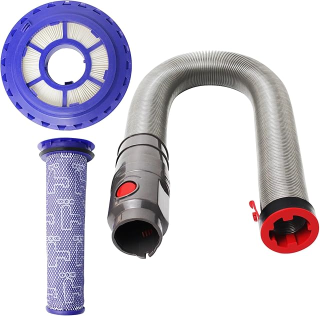 DC41 Replacement Hose and DC41 Filter Replacement Compatible with Dy.son DC41, DC65, DC66, UP13, UP20 Animal, Multi Floor and Ball Vacuum, Vacuum Cleaner Hose (60cm to 350cm Long), Gray