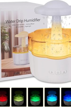 White Noise Humidifier for Bedroom, Water Drip Humidifier Diffuser, Rain Sounds White Noise, Diffuser for a Comfortable Sleep Environment