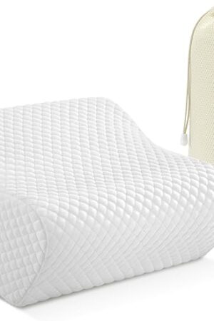 AM AEROMAX Travel Contour Memory Foam Pillow, Cervical Pillow for Neck Pain Relief, Neck Orthopedic Sleeping Pillows for Side, Back and Stomach Sleepers.