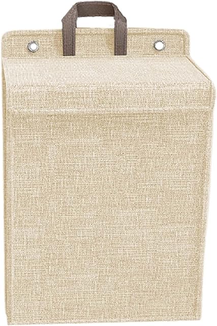 Collapsible Hanging Laundry Basket Wall Mounted Laundry Storage Basket with Carry Handle, Large Capacity Laundry Hamper for Bedroom, Blanket, Beige Medium