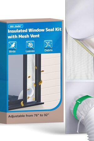 Air Jade Portable Air Conditioner Sliding Door Vent Kit, Insulated Sliding Door AC Vent Kit with Mesh Vent, Adjustable Door Seal Kit from 76" to 92", Fits 4", 5" and 5.9" Duct & Hose, with Leaf Guard