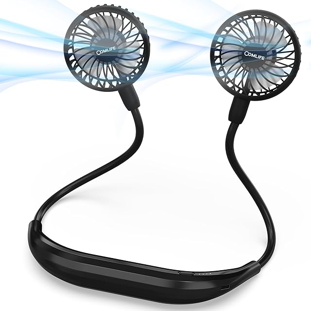 COMLIFE Portable Neck Fan, Hands Free Wearable Personal Fan, 360° Adjustable Ultra Quiet