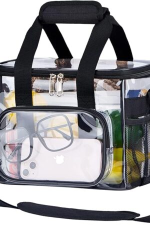 Clear Lunch Bag 10-Can with Adjustment Shouder Strap for Women/Men, Reusable Clear Lunch Box/Clear Tote Bag Stadium Approved for Work,School,Picnic,Security Check(Medium)