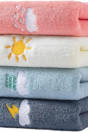 Bathroom Hand Towels Set of 4,Soft Hand Towel Soft Cotton Towel Highly Absorbent Hand Towel, Hand Towels for Bath,Kitchen, Face, Gym and Spa, Size 14" x 29"(Pink/Gray/Green/White)