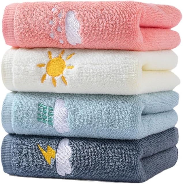 Bathroom Hand Towels Set of 4,Soft Hand Towel Soft Cotton Towel Highly Absorbent Hand Towel, Hand Towels for Bath,Kitchen, Face, Gym and Spa, Size 14" x 29"(Pink/Gray/Green/White)