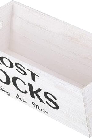 Blulu Lost Socks Basket Sign Farmhouse Laundry Room Decor and Accessories Lost Socks Bin Hanging Wall Storage Organization for Laundry Room Storage(White)