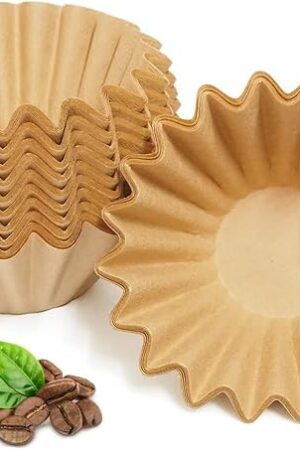 2-5 Cup Coffee Filters, Pack of 100 Unbleached Coffee Filters 5 Cup, Thicken Natural Coffee Filter Basket for Commercial, Home Coffee Maker, Pour Over Coffee Kit (Brown, W02)
