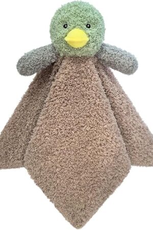 Baby Mallard Duck Soft Stuffed Animal Security Blanket, Plush Green Duck Character Lovey Blanket, Baby Shower/Nursery Gift, Newborn Infant Toddler Snuggle Blankie for Boys Girls, 14 Inches