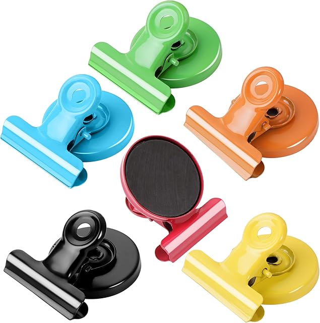 VNDUEEY 6 Pack Fridge Magnets Refrigerator Magnets, Magnetic Clips for Whiteboard, Magnet Clips for Kitchen Office Organizing & Decorating