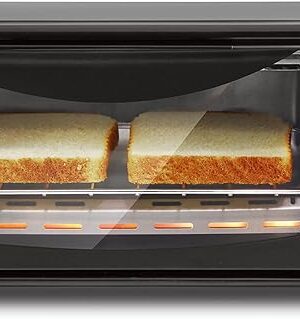 Elite Gourmet ETO236 Personal Compact 2 Slice Countertop Toaster Oven with 15 Minute Timer & Adjustable Temperature, Bake, Broil, & Toast, Black