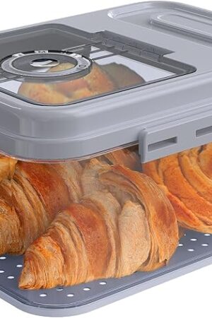 Bread Box for Homemade Bread Containers Storage Airtight Loaf, Time Recording Bread Storage Container Bread Keeper with Lid, Breadbox for Kitchen Countertop, Grey