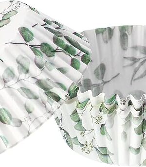 WILLBOND 300 Count Cupcake Liners Greenery Cupcake Wrappers Baking Cups Green Baking Liners Holders for Baby Shower Wedding Bridal Showers Birthday Party Decorations(Standard Size)