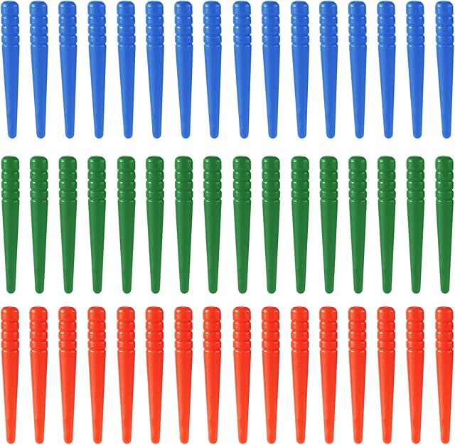 The 48pcs Cribbage Board Pegs, Plastic Cribbage Pegs Fit 1/8 Holes Peg Board Game Traditional Cribbage Board Pins Cribbage Board Game Accessories (Red, Blue, Green)
