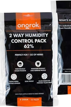 12 Pack of 2 Way Humidity Control Packs, Size 8, 62% RH by ONGROK, Each Pack for up to 1 oz