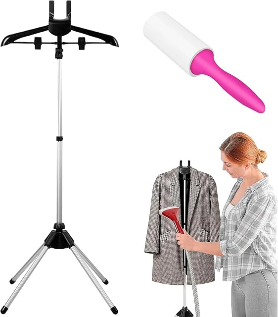 Iron Steam Stand, Steaming Clothes Hangers, Handheld Garment Steamer Rack Telescopic Steamer Stand, Height Adjustable Foldable Standing Garment Hanger for Home Steam Ironing (A)