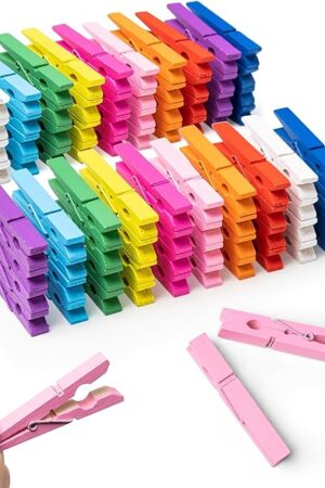 30PCS Colored Clothes Pins 2.9 Inch 10 Colors Clothespins Wooden for Crafts, Hanging Pictures, Photos, Decoration
