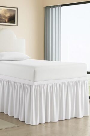 Cottington Lane Extended Ruffled College Dorm Bed Skirt Twin XL 36 Inch Drop, Premium Quality 1800 Brushed Microfiber Extra Long Dust Ruffle, White