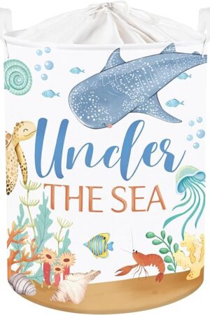 Clastyle Fish Sea Turtle Baby Basket Ocean Coral Seaweed Starfish Toy Book Shelf Basket Waterproof Pool Toy Beach Towel Storage Bin Large Dirty Clothes Laundry Hamper, Crab, 36 * 45 cm