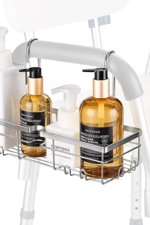 YUOROS Shower Caddy Hanging, 304 Stainless Steel Shower Organizer Rack for Shower Chair Bench for Elderly Seniors Disabled Handicap