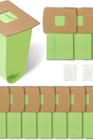 12 Pack PKBB12DW Type BB Compact Canister Vacuum Bags Replacement for Oreck XL Buster B Canister Vacuum bags BB180 BB280 BB850 BB870 BB900 BB1000 MV160 with 2 Motor Filter