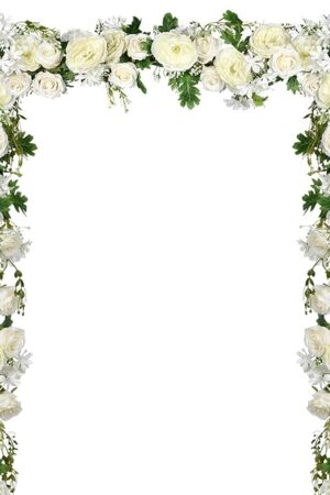 DearHouse 2Pack Artificial Peony Flower Garland - Silk Peony Garland with White Flowers for Wedding Party Table Decoration,6ft/Strand