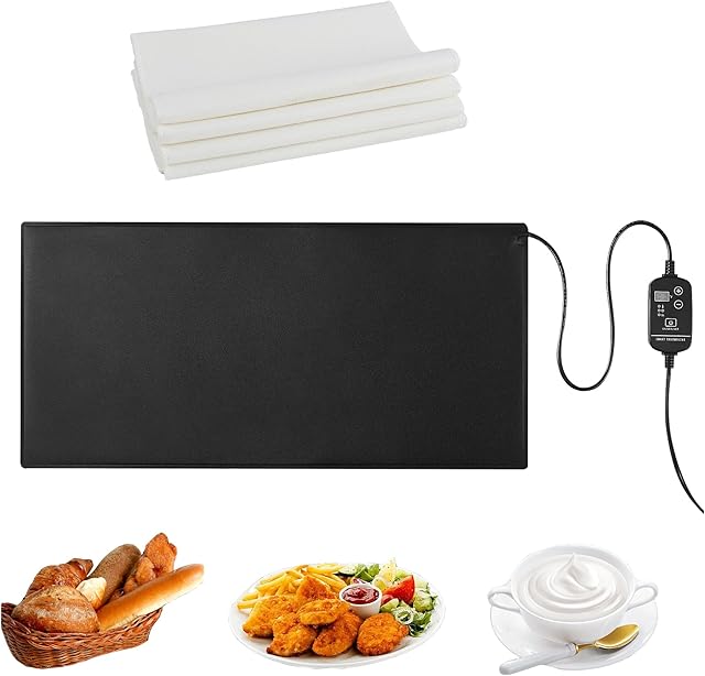 Bread Warming Mat with Pure Cotton Towel, Bread Dough Heated Proofing Mat (20.9" x 10") Adjustable Temperature, Sourdough Heating Pad for Food Warming, Dough Proofing, Yogurt Baking etc.