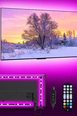 Daymeet LED Lights RGB Backlight, 16.4ft Strip for 65-85 inch TV Behind, Music Sync USB Bluetooth APP Remote Control Color Changing Light for Gaming Room