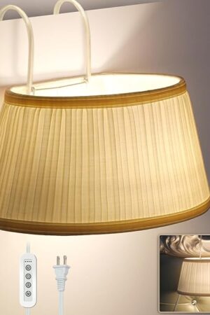 Bed Reading Light, Headboard Light Reading Lights for Books in Bed with Adjustable Hook, Eye Caring Soft Fabric Shade Bedtime Reading Lamp Plug in, LED Bulb Included (Beige)