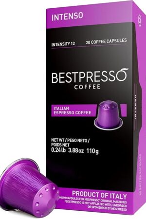 Bestpresso Coffee for Nespresso Original Machine 120 Aluminum pods Certified Genuine Espresso Intenso Blend(High Intensity), Pods Compatible with Nespresso Original