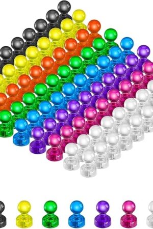 90 PCS Colorful Strong Magnetic Push Pin Magnets, Office/Classroom Magnets,8 Assorted Color, Perfect to use as Kitchen Home and School, Map Magnets,Whiteboard Magnets