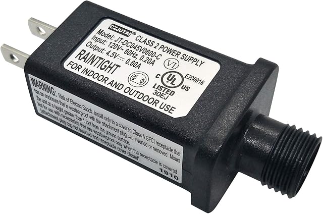 4.5V LED Controller LED Transformer Class 2 Power Supply, IP44 Waterproof Low Voltage Transformer US Plug for Christmas Light, String Light (4.5v 0.6a 1pack)