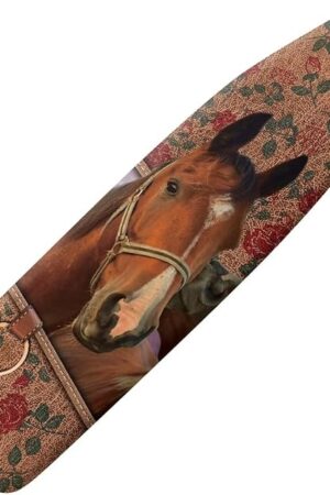 doginthehole Floral Horse Iron Board Cover Extra Thick Ironing Board Cover and Pad, Elastic Edge Heavy Duty Iron Pad Covers with Hook and Loop Fasteners