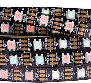 WS2812B IC RGB 5050SMD ECO Individual Addressable LED Strip Light, 16.4FT 300LED 60LED/m Flexible Full Color IP30 DC5V Black PCB for DIY Project (No Power Adapter or Controller)