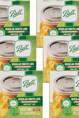Ball Mason Jar Lids, Regular Mouth, 12 CT (Pack of 6)
