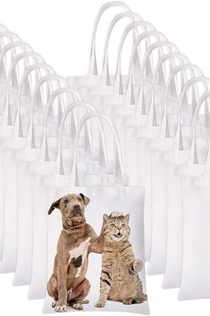 20 Pieces Sublimation Tote Bags Sublimation Blank Canvas Tote Bags Grocery Bags for Decorating DIY Crafting White