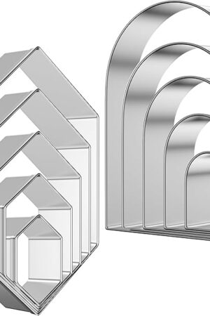 10 Pcs Arch Cookie Cutter and Hexagon Cookie Cutter Set,Rainbow Cookie Cutter,Plaque Cookie Cutters Variety Pack,Diamond,Honeycomb,Boho,Geometric Cookie Cutters Shapes Molds,Polymer Clay Cutters