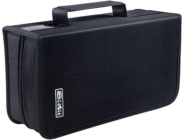 CD Case DVD Storage Holder, CD/DVD Case Wallet 128 Capacity DVD Cases Organizer CD Binder, Portable CD Wallet for Home Travel (Black binder, Black)