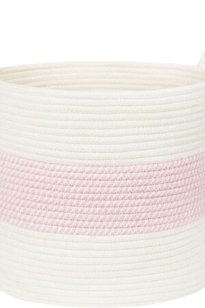 Woven Cotton Rope Storage Basket With Handle Laundry Blanket Basket Living Room For Organizing