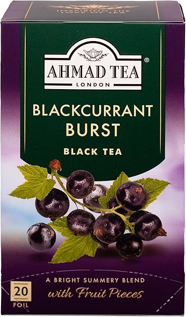Ahmad Tea Blackcurrant Burst Black Tea, 20-Count Boxes (Pack of 1)