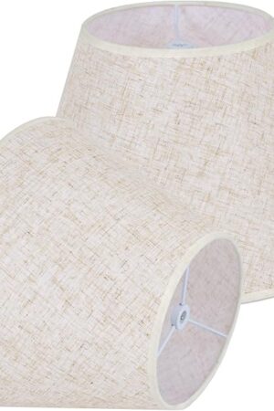 Beige Lamp Shades Set of 2 for Table Lamps, 6" Top x 10" Bottom x 7" High Linen Small Lamp Shades,Beige Modern Fabric Lampshades, Replaceable Spider Fitter Home Decor Shade