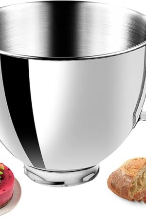 5QT Heavy Duty Stainless Steel Mixer Bowl for KitchenAid Artisian&Classic Mixers, Compatible With 4.5-5 Quart KitchenAid Tilt-Head Stand Mixers