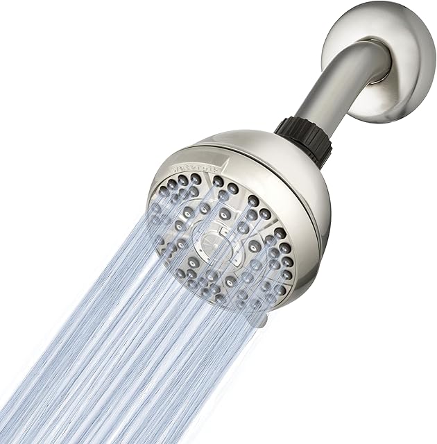 Waterpik XAS-619E PowerPulse Shower Head Brushed Nickel DIY Installation Features Powerful Therapeutic Strength Massage Setting, Easy Clean Anti-Clog Nozzles