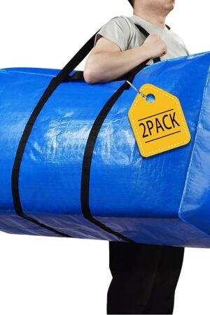 57 Gallon Extra Large Storage Bags, XXL Jumbo Large Moving Bags Heavy Duty, Storage Totes Moving Boxes Supplies for College, Foldable Duffle Bag for Travel, Christmas Tree Bag, 42x23x13.5inch - 2PACK